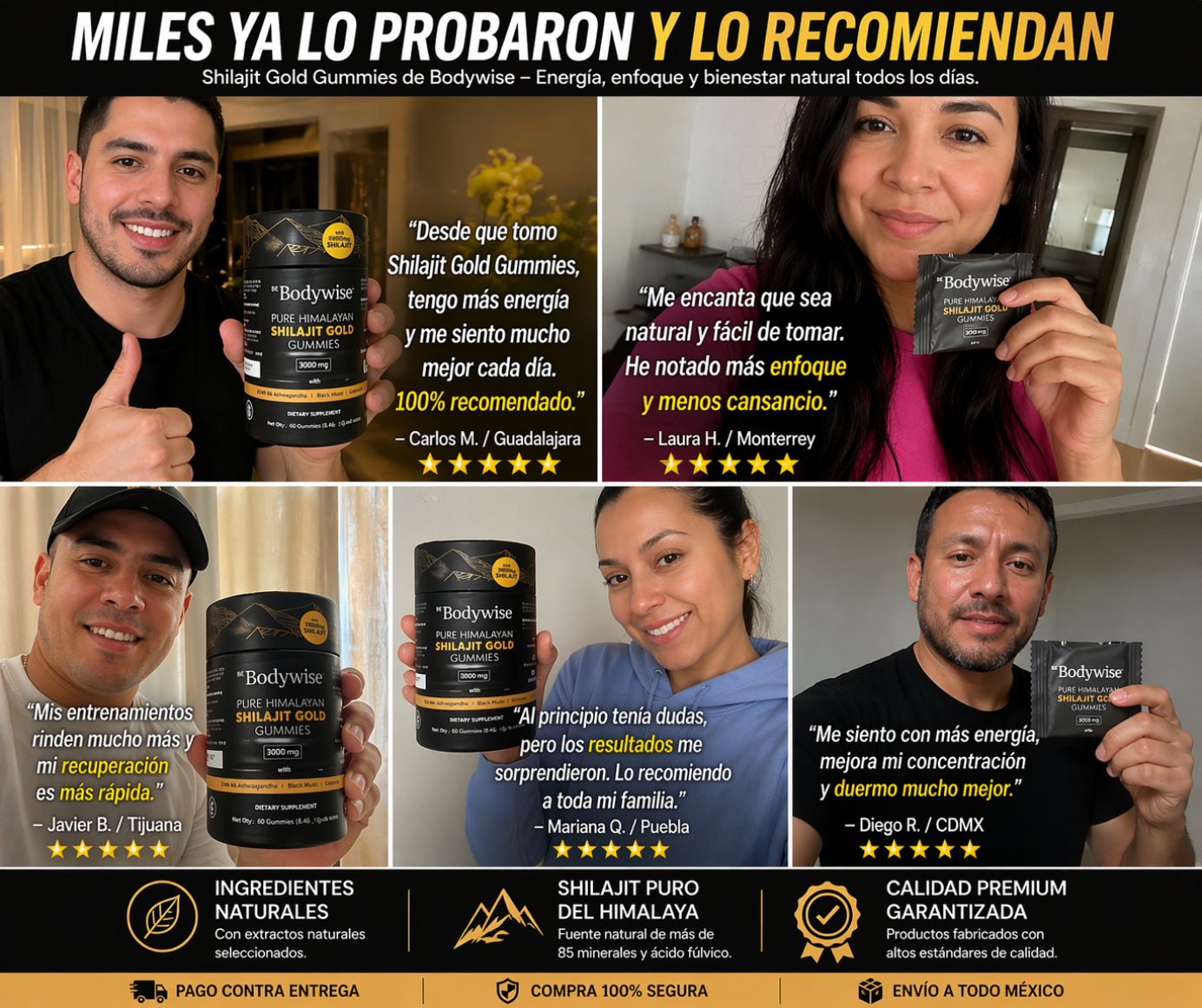Suplemento Shilajit Gomas 60 Pcs 3000mg ⭐⭐⭐⭐⯪ 1,989 Reseñas de clientes satisfechos.
