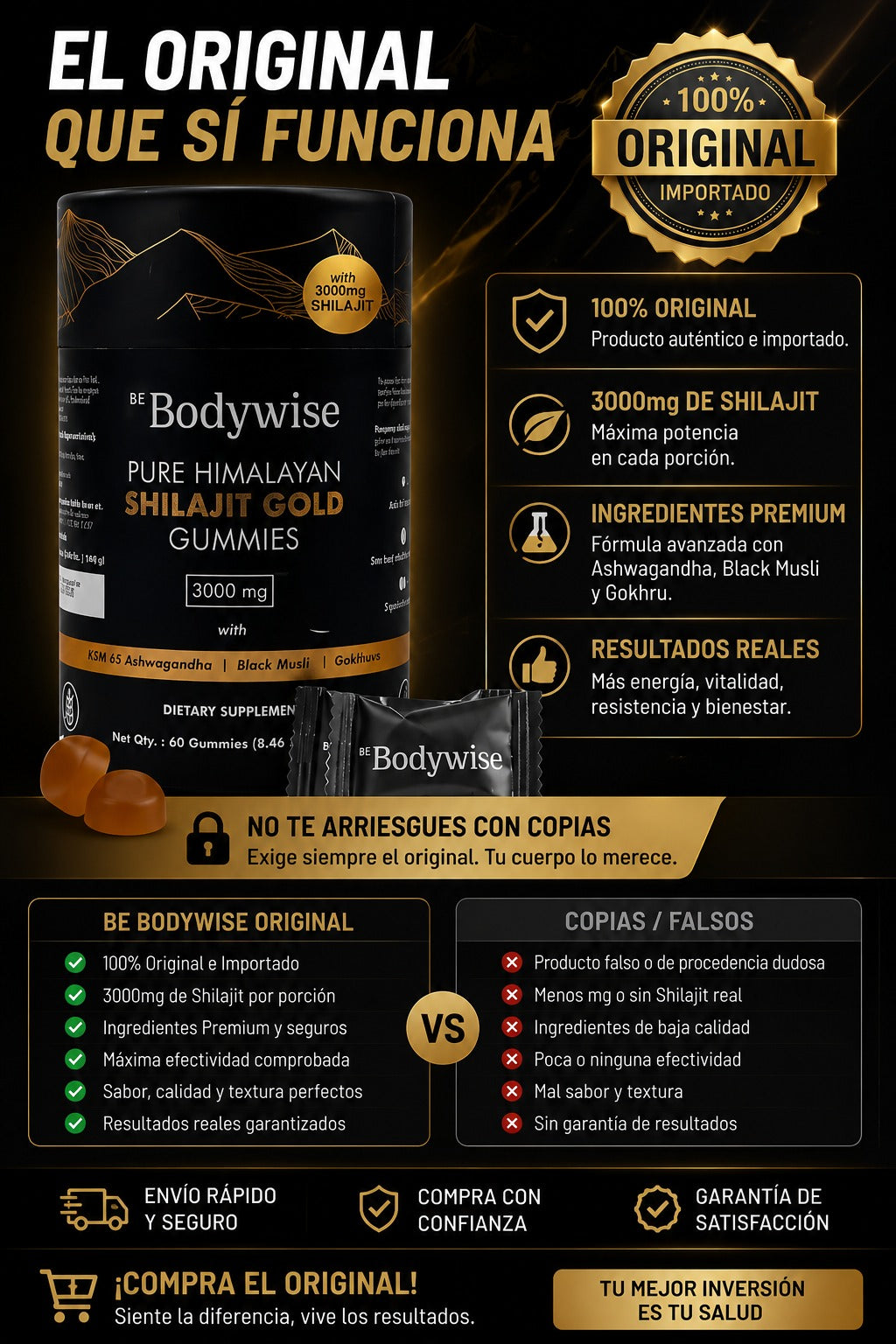 Shilajit Gomitas 60 Pcs 3000mg | IMPORTADO ORIGINAL